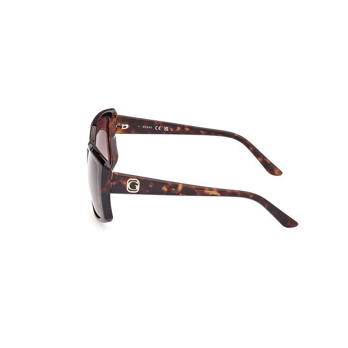GUESS GU00097 Lunettes de soleil femmes, monture havane foncé, verres brun dégradé, forme carrée, 53 mm