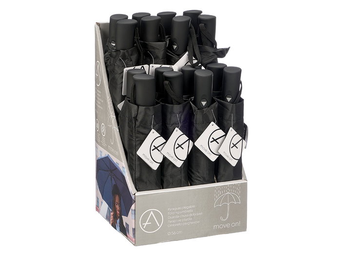 Arte Regal Parapluie Pliable Recto Automatique Noir 32x7x7 cm (Set de 16)