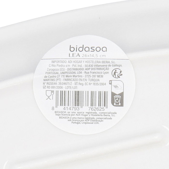 Bandeja Oval Porcelana Lea Hydrozero Bidasoa 26x14,5 cm (6 Unidades)