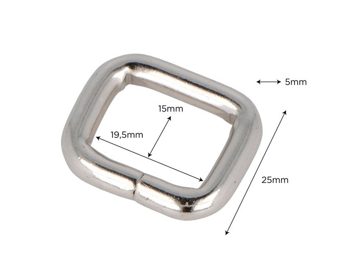 Innspiro Anneaux Rectangulaires en Fer Finition Nickel 19,5 mm