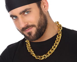 atosa Collier chaîne doré faux épais pour costume rapper hip-hop culture urbaine, accessoire adulte thème années 90