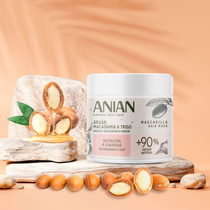 Anian Masque Nutrition et Douceur à l'Argan pour Cheveux Secs et Abîmés, 350 ml