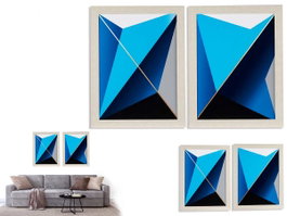GIFTDECOR Lot de 2 tableaux forme géométrique bleu 61x81cm