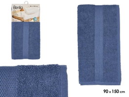 BERILO Serviette Unie Bleu Foncé 90x150 cm