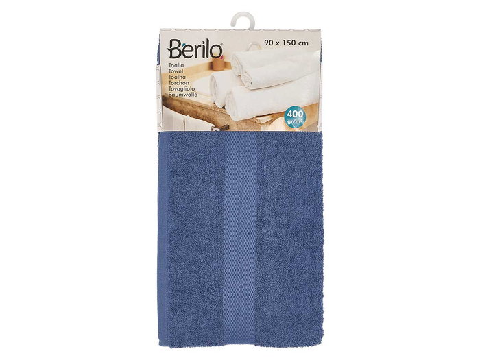 Berilo Serviette de Bain 90x150 cm Bleu Foncé 80% Coton 20% Polyester (Set de 12)