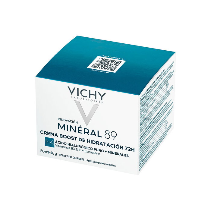 Vichy Minéral 89 Crème Légère Hydratante 72H - Soin Fortifiant pour Peau Mise à l'Épreuve, 50 ml