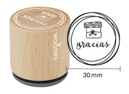 Woodies Sello de madera y caucho Gracias 33x30mm