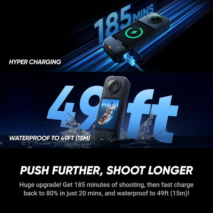 Insta360 X5 - Caméra de sport 360° 8K Étanche