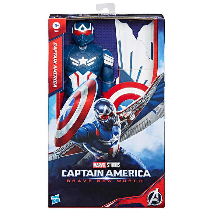Hasbro - Figurine Deluxe Capitaine America Titan Hero F9301 - Échelle 30 cm avec Bouclier et Ailes Amovibles