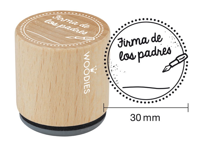Woodies Sello de madera y caucho Firma de los padres diam. 33x30mm Woodies Sello de madera y caucho Firma de los padres diam. 33x30mm