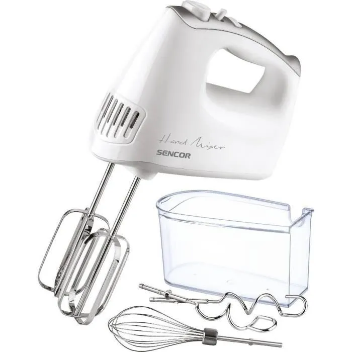 Sencor SHM 5206WH-EUE3 Batteur à Main 500 W - 5 Vitesses, Fonction Turbo avec 3 Accessoires et Boîte de Rangement Sencor SHM 5206WH-EUE3 Batteur à Main 500 W - 5 Vitesses, Fonction Turbo avec 3 Accessoires et Boîte de Rangement