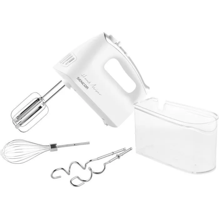 Sencor SHM 5206WH-EUE3 Batteur à Main 500 W - 5 Vitesses, Fonction Turbo avec 3 Accessoires et Boîte de Rangement Sencor SHM 5206WH-EUE3 Batteur à Main 500 W - 5 Vitesses, Fonction Turbo avec 3 Accessoires et Boîte de Rangement