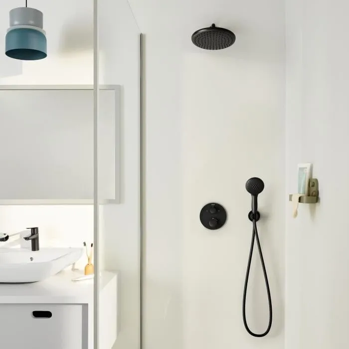GROHE Mitigeur Thermostatique Douche Encastrée Noir, 1 + 2 Jets, Réf. 348832430 - Ensemble Douche Moderne