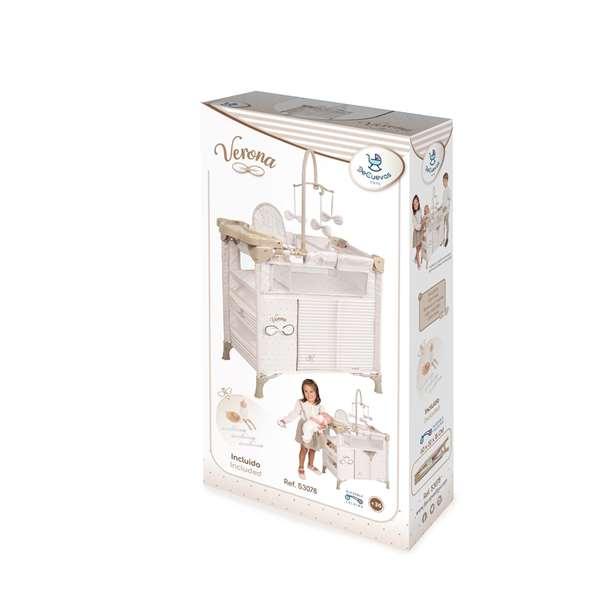 Decuevas Armario cambiador plegable Verona avec accessoires pour poupées - Armoire à langer pliable avec accessoires pour poupées jusqu'à 42 cm - Dimensions: 60x32x70 cm