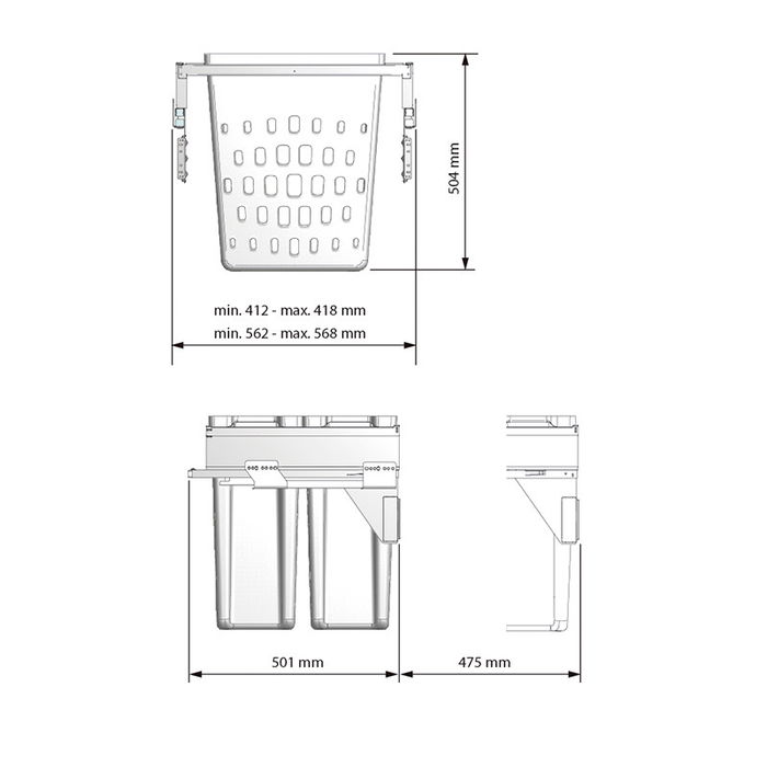 ACCESORIOS COCINA Kit Module Tolva Ropa Alda Mueble 600