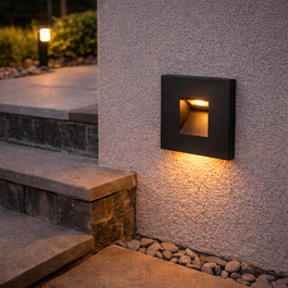 Spot d'escalier LED encastré avec façade magnétique, 3 W, IP65, 3 000 K - Noir