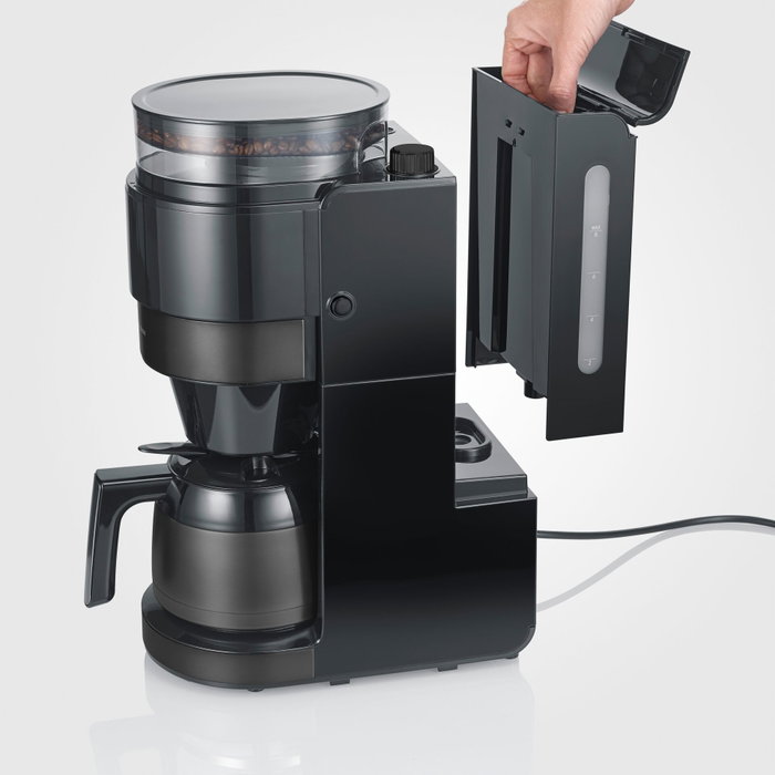 Severin KA4831 Machine à café filtre avec broyeur et verseuse isotherme Noir/Inox Severin KA4831 Machine à café filtre avec broyeur et verseuse isotherme Noir/Inox