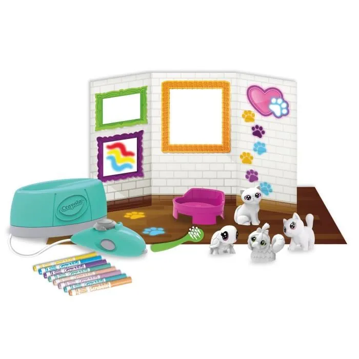 Crayola Kit de Coloriage Washimals Spray Boutique pour Enfants - Vaporiser et Colorier des Animaux Lavables, Pochoirs Inclus, Dès 3 Ans