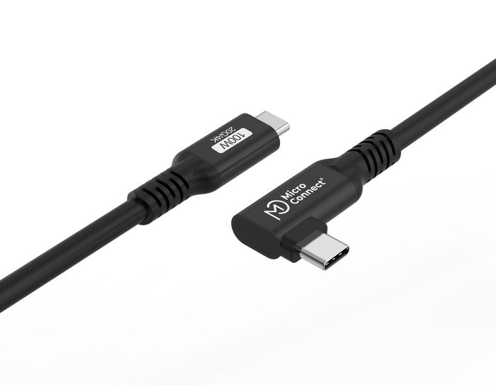 MicroConnect Câble USB-C vers USB-C Premium 4m, 100W, 20Gbps, USB 3.2 Gen 2x2, Angulaire MicroConnect Câble USB-C vers USB-C Premium 4m, 100W, 20Gbps, USB 3.2 Gen 2x2, Angulaire