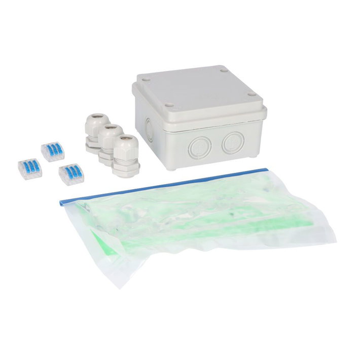 Kit aisolant et scellant avec boîte de dérivation 100mm - Gel aisolant IP68 3 presse-étoupes M20 Kit aisolant et scellant avec boîte de dérivation 100mm - Gel aisolant IP68 3 presse-étoupes M20