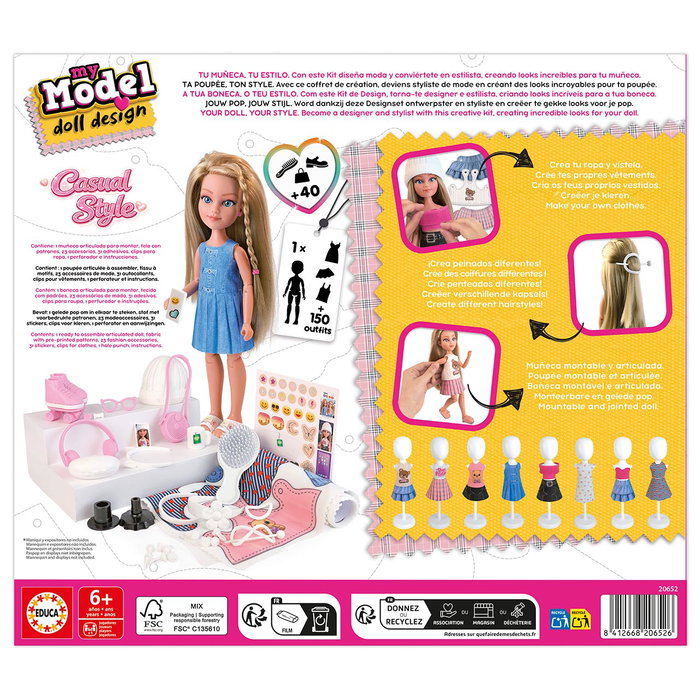 Educa - Poupée articulée My Model Doll Design Casual Refresh 20652 - À partir de 6 ans