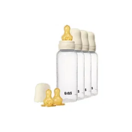 Bibs Biberon bébé avec embout rond, caoutchouc naturel, 270 ml, Ivory, Pack de 4