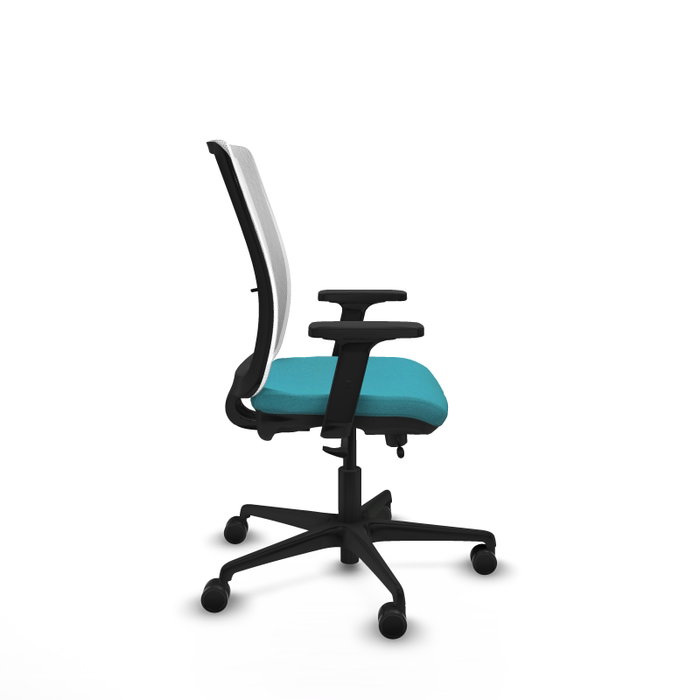 PIQUERAS Y CRESPO Chaise Haches Synchrone/Traslack Turquoise et Blanc, Accoudoirs 2D, Base Nylon Noir
