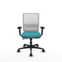 PIQUERAS Y CRESPO Chaise Haches Synchrone/Traslack Turquoise et Blanc, Accoudoirs 2D, Base Nylon Noir