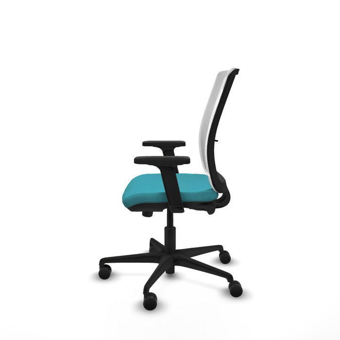 PIQUERAS Y CRESPO Chaise Haches Synchrone/Traslack Turquoise et Blanc, Accoudoirs 2D, Base Nylon Noir