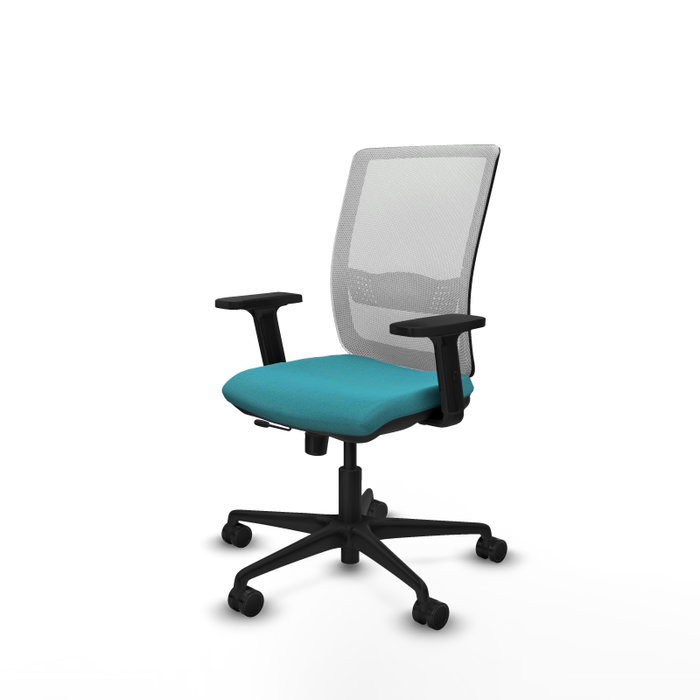 PIQUERAS Y CRESPO Chaise Haches Synchrone/Traslack Turquoise et Blanc, Accoudoirs 2D, Base Nylon Noir