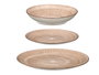Vessia Vajilla 12 pièces Rayures Marron Porcelaine Service de Table 28x28x17 cm (Set de 2)