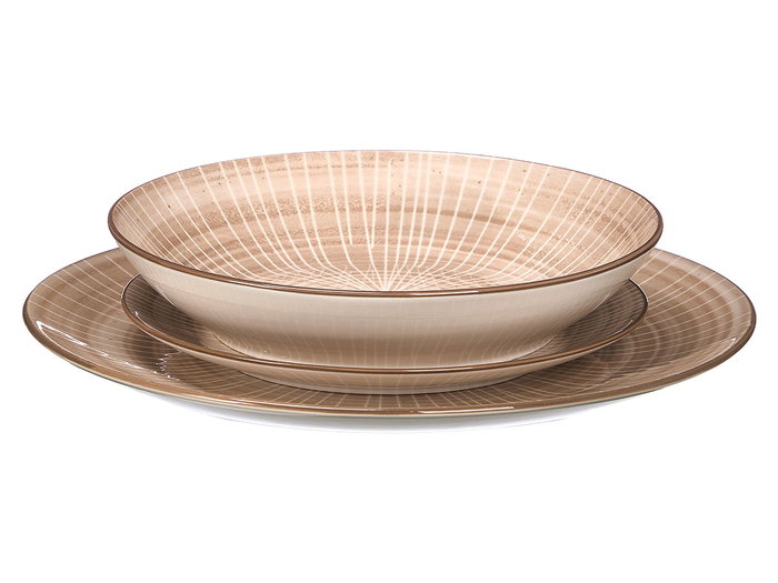 Vessia Vajilla 12 pièces Rayures Marron Porcelaine Service de Table 28x28x17 cm (Set de 2) Vessia Vajilla 12 pièces Rayures Marron Porcelaine Service de Table 28x28x17 cm (Set de 2)