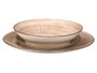 Vessia Vajilla 12 pièces Rayures Marron Porcelaine Service de Table 28x28x17 cm (Set de 2)