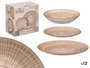 Vessia Vajilla 12 pièces Rayures Marron Porcelaine Service de Table 28x28x17 cm (Set de 2)