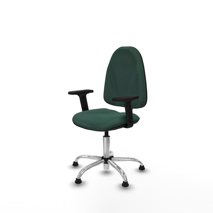 PIQUERAS Y CRESPO Chaise de bureau Algarra, tissu vert bouteille, base chromée, accoudoirs 2D