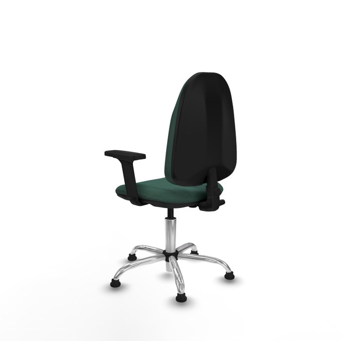 PIQUERAS Y CRESPO Chaise de bureau Algarra, tissu vert bouteille, base chromée, accoudoirs 2D