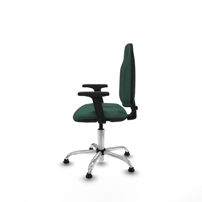 PIQUERAS Y CRESPO Chaise de bureau Algarra, tissu vert bouteille, base chromée, accoudoirs 2D