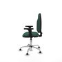 PIQUERAS Y CRESPO Chaise de bureau Algarra, tissu vert bouteille, base chromée, accoudoirs 2D