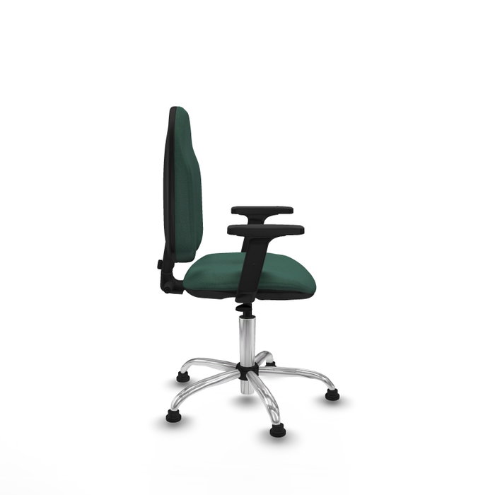 PIQUERAS Y CRESPO Chaise de bureau Algarra, tissu vert bouteille, base chromée, accoudoirs 2D