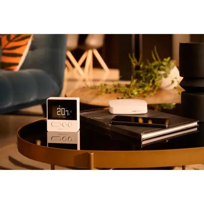 Home Pilot Thermostat connecté Pure avec récepteur - Compatible application et assistants vocaux - Made in France - Réduit la facture de chauffage