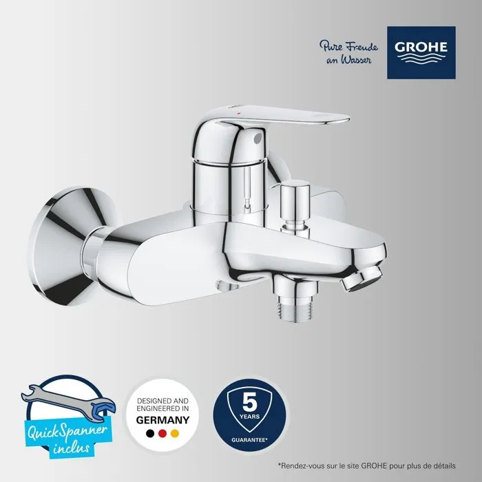 GROHE Mitigeur de bain-douche mural monocommande Swift chromé 24335001 - Cartouche LongLife durable