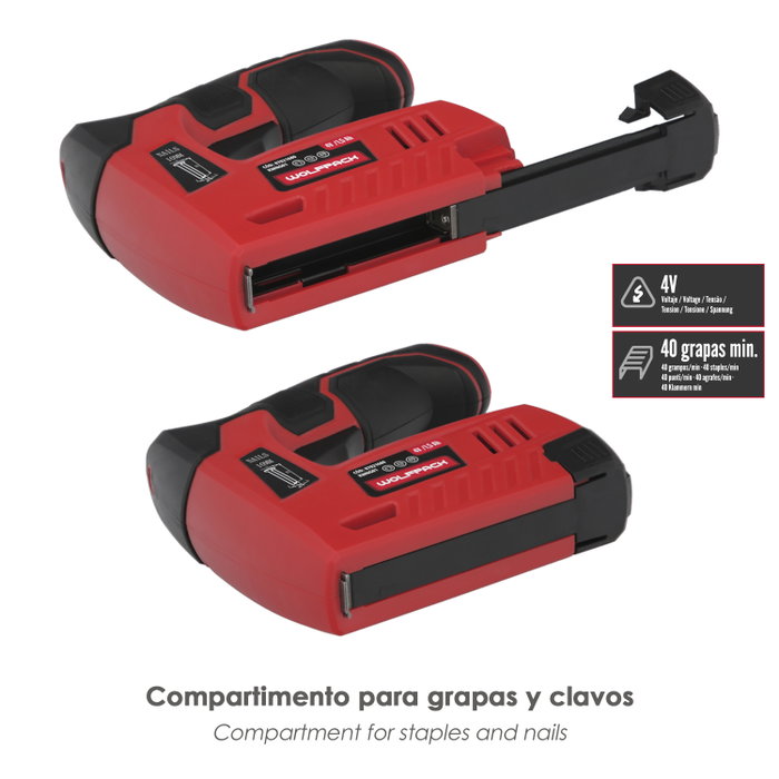 WOLFPACK LINEA PROFESIONAL Agrafeuse et Cloueuse sans fil 4V WOLFPACK LINEA PROFESIONAL Agrafeuse et Cloueuse sans fil 4V