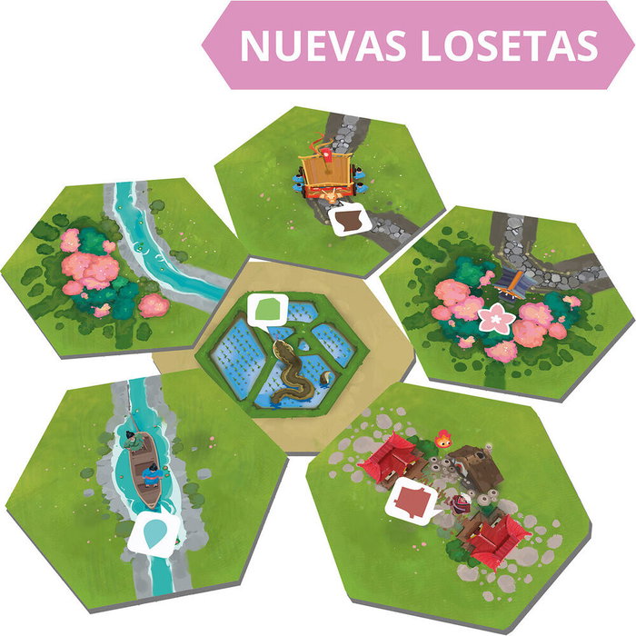 Dorfromantik : Sakura - Jeu de plateau extension en espagnol pour 1 à 6 joueurs - SD Games