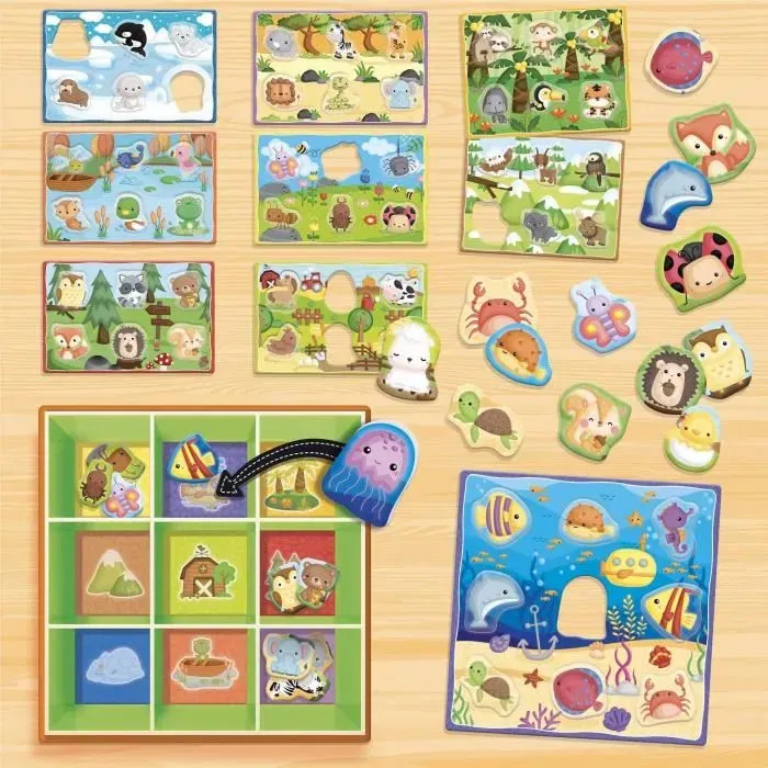 Lisciani Jeu Tri animaux - Boîte d'apprentissage Montessori 3D pour la classification et les habitats - À partir de 12 mois - LISCIANIGIOCHI