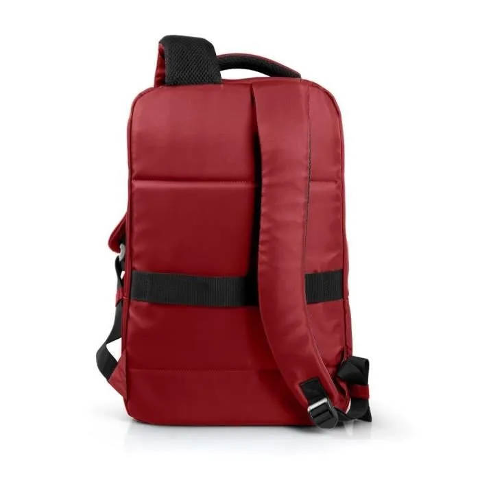 Port Designs Sac à Dos Torino II pour Ordinateur Portable 15.6/16 Pouces, 15L, Compartiment pour PC et Tablette, Base Imperméable, Sangle Trolley - Rouge