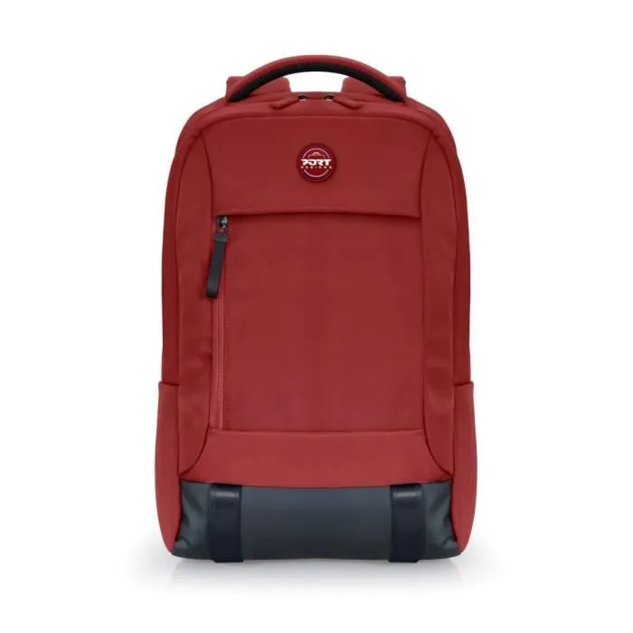 Port Designs Sac à Dos Torino II pour Ordinateur Portable 15.6/16 Pouces, 15L, Compartiment pour PC et Tablette, Base Imperméable, Sangle Trolley - Rouge