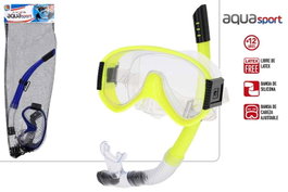 Color Baby - Masque de plongée avec tuba pour adultes, à partir de 12 ans, Aqua Sport, modèles assortis (bleu, jaune)
