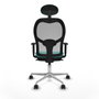 Piqueras y Crespo Chaise de Bureau Jorquera 1D086N1 Turquoise avec Appui-tête