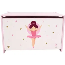 Fun House Coffre à jouets en bois Danseuse Ballerine - H.40 x L.58 x P.36 cm, MDF, à partir de 36 mois
