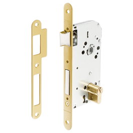 Tesa Serrure pour bois 130/58R/Ae Entrée 50mm, entraxe 70mm, avec rond, dorée